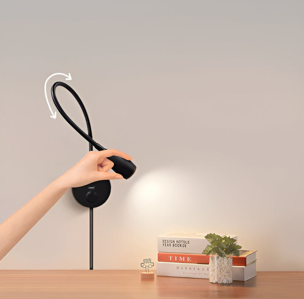 LED væglampe med touch og USB – fleksibel læselampe med svanehals