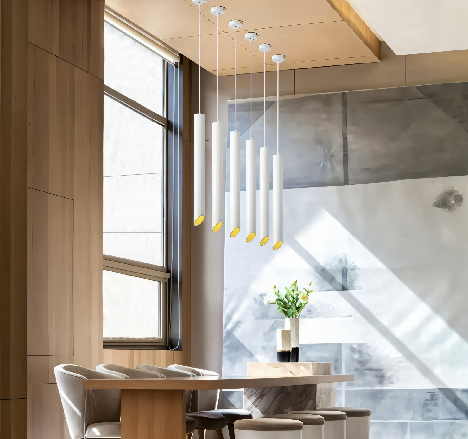 Lunexo Tube Pendellampe – Moderne LED Pendel i Sort eller Hvid Aluminium