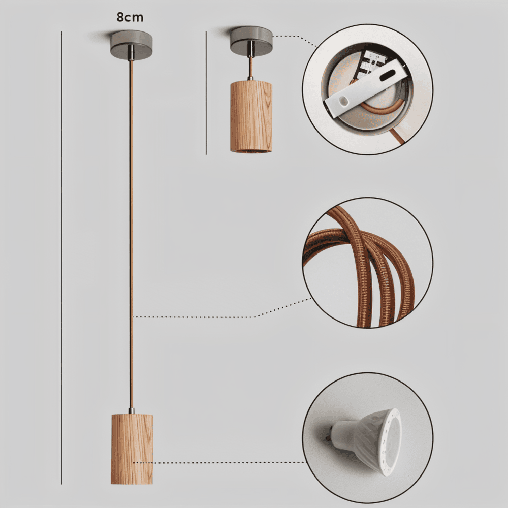 TimberaTube – Pendellampa i Trä med Cylinderdesign i Ask & Akacia