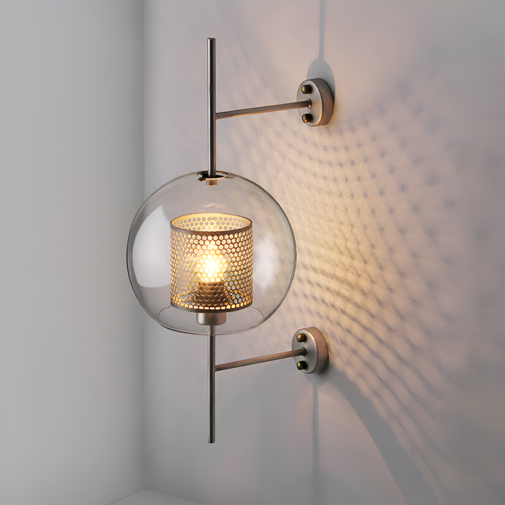 Hexara Væglampe – Glas Væglampe med Bikubemønster i Vintage LED Stil
