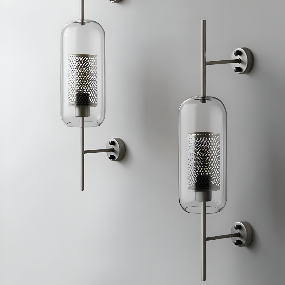 Hexara Væglampe – Glas Væglampe med Bikubemønster i Vintage LED Stil