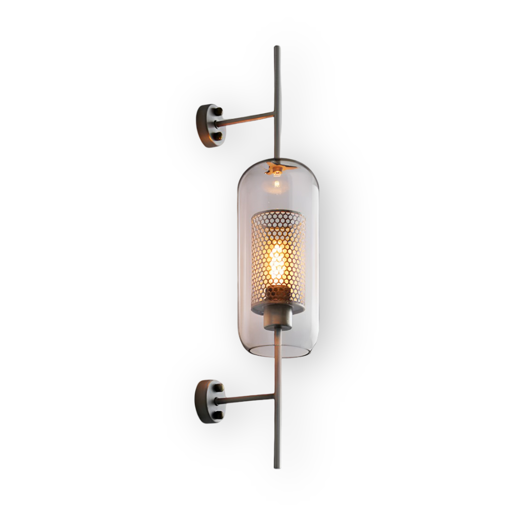 Hexara Væglampe – Glas Væglampe med Bikubemønster i Vintage LED Stil