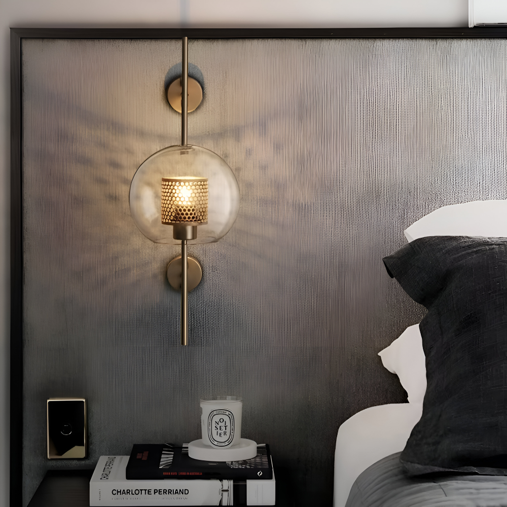 Hexara Væglampe – Glas Væglampe med Bikubemønster i Vintage LED Stil