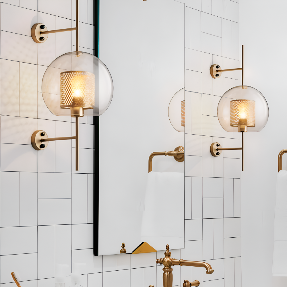 Hexara Væglampe – Glas Væglampe med Bikubemønster i Vintage LED Stil