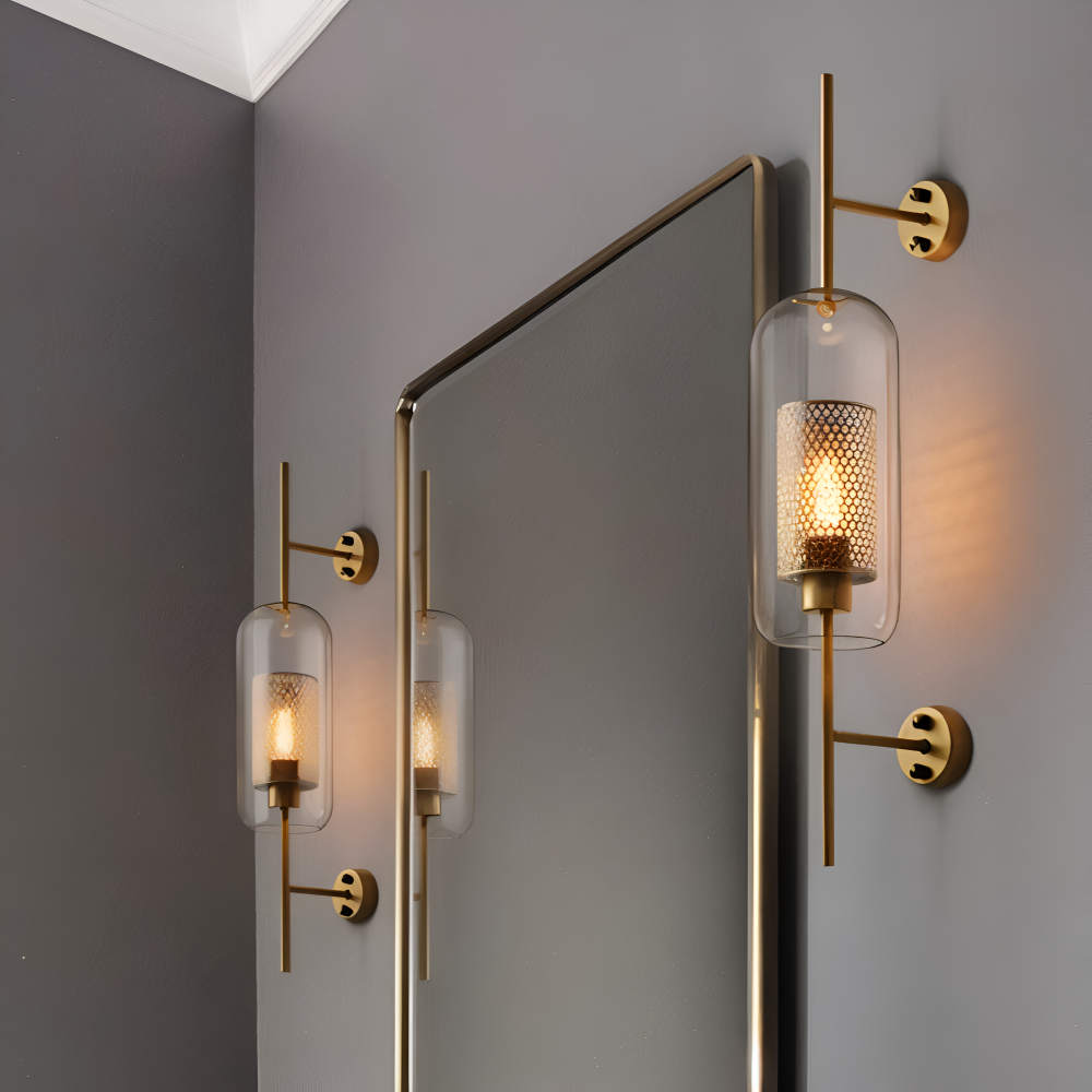 Hexara Væglampe – Glas Væglampe med Bikubemønster i Vintage LED Stil