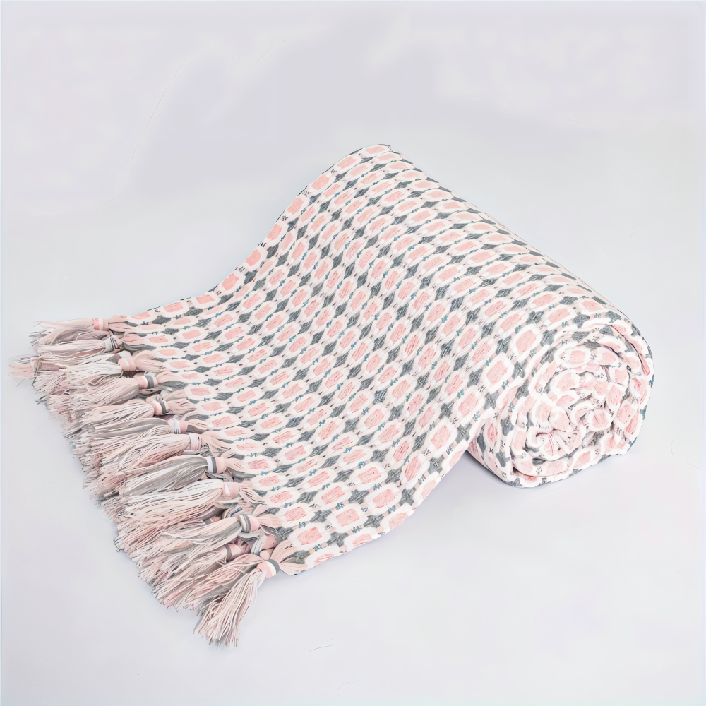 Fleeceplaid med frynser – farverig vintage plaid i blødt design