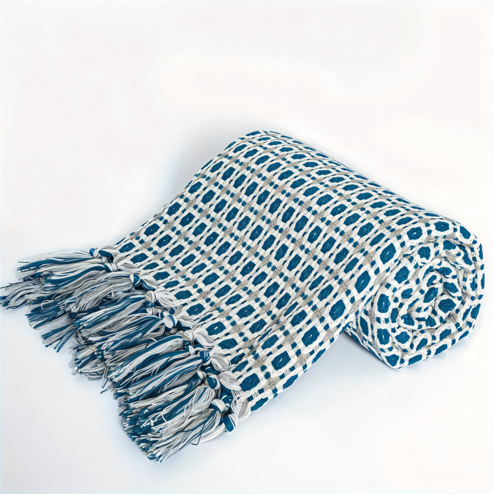 Fleeceplaid med frynser – farverig vintage plaid i blødt design