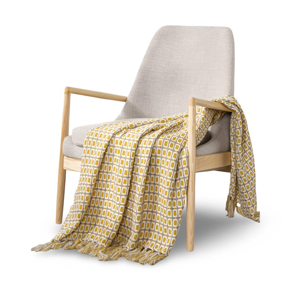 Fleeceplaid med frynser – farverig vintage plaid i blødt design