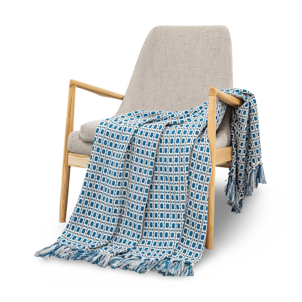 Fleeceplaid med frynser – farverig vintage plaid i blødt design