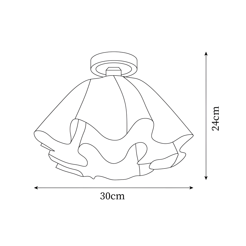 Blomsterformet loftlampe i hvid akryl og messing