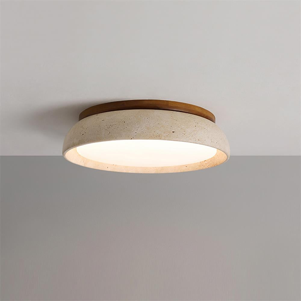 Depiara – Naturlig Loftlampe i Travertin med Blød LED-belysning