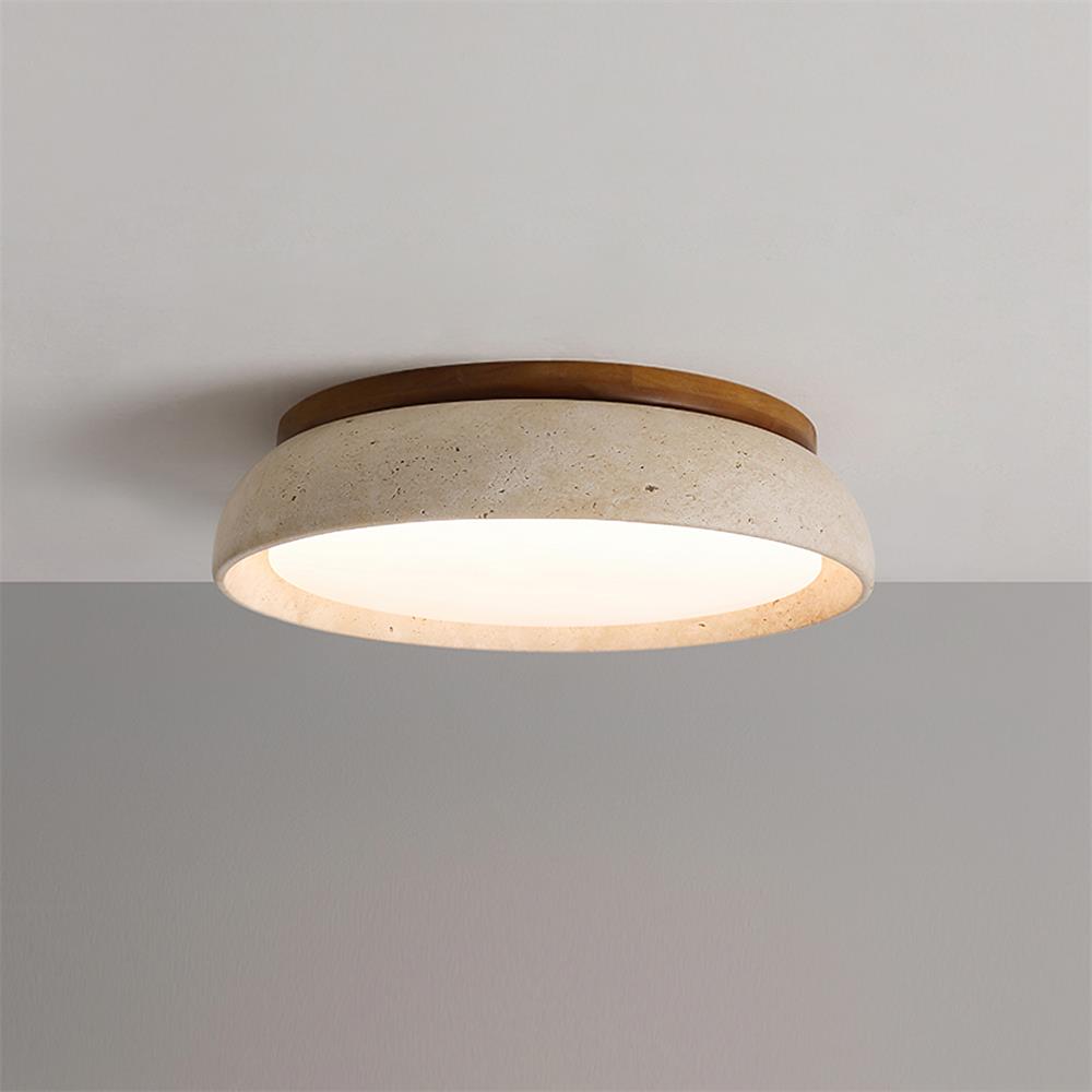 Depiara – Naturlig Loftlampe i Travertin med Blød LED-belysning