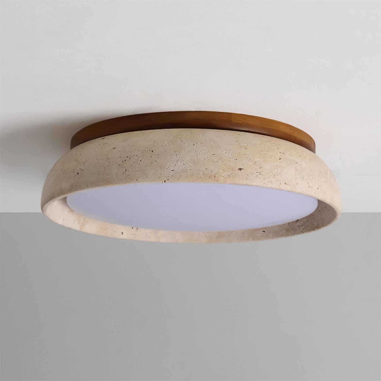 Depiara – Naturlig Loftlampe i Travertin med Blød LED-belysning