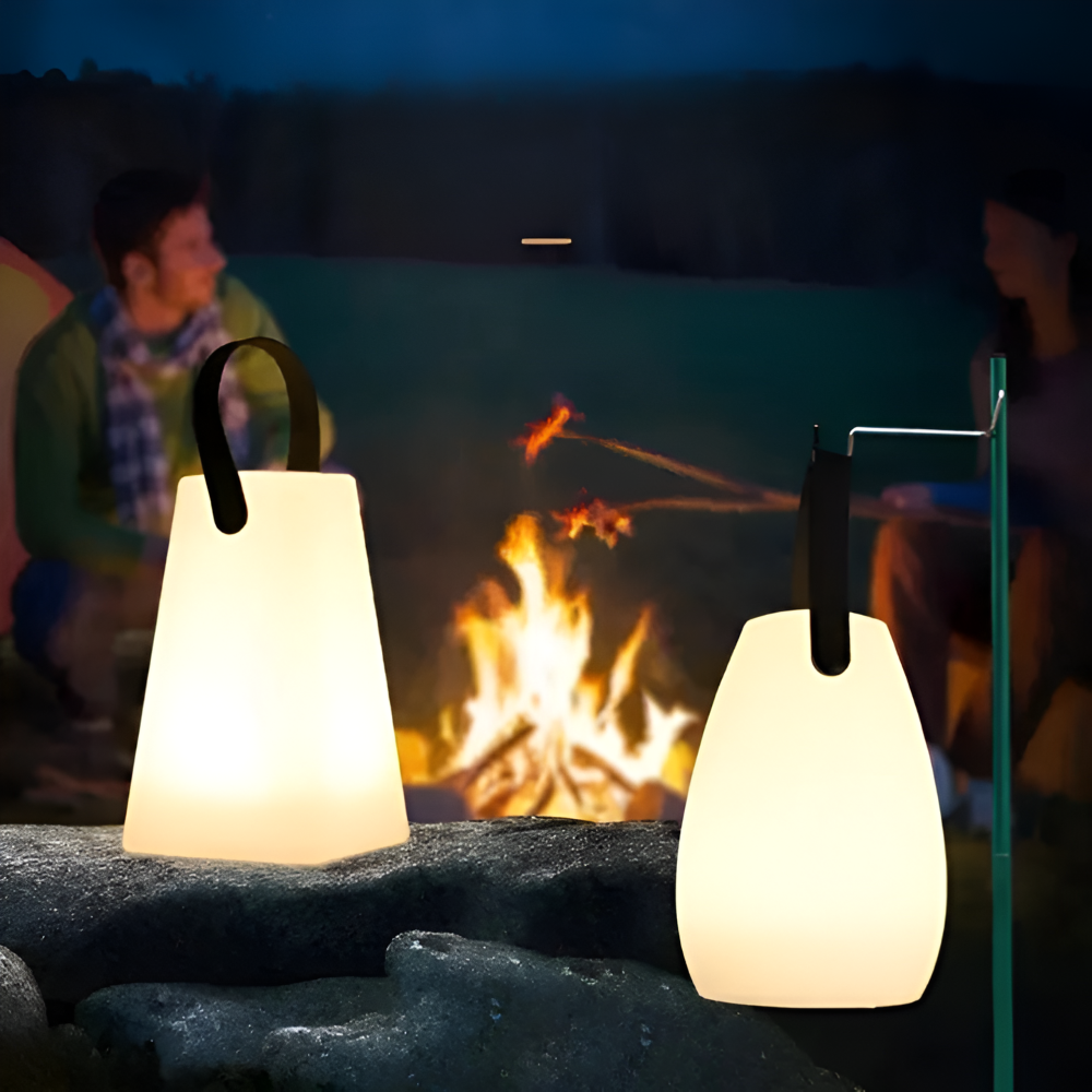 Bærbar LED bordlampe – geometrisk design med farveskift