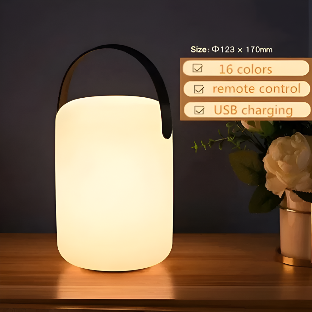 Bærbar LED bordlampe – geometrisk design med farveskift