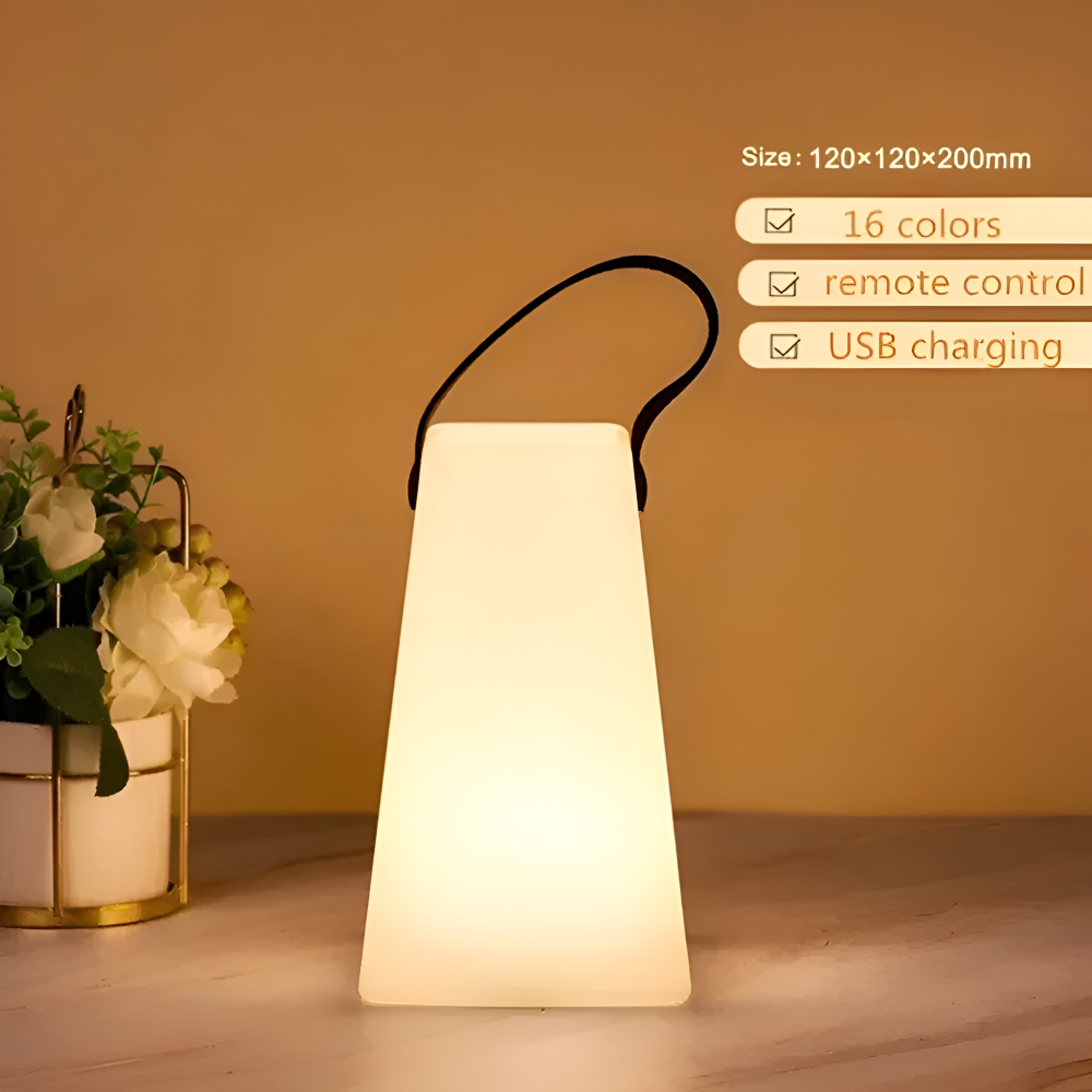 Bærbar LED bordlampe – geometrisk design med farveskift