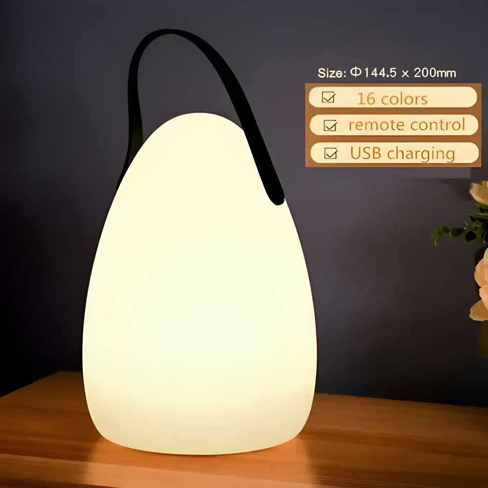 Bærbar LED bordlampe – geometrisk design med farveskift