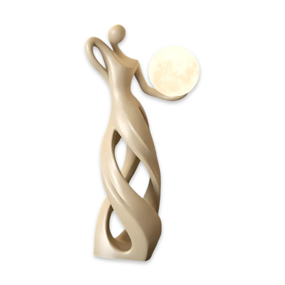 Dekorativ figur lampe i abstrakt design – moderne skulptur med varm belysning