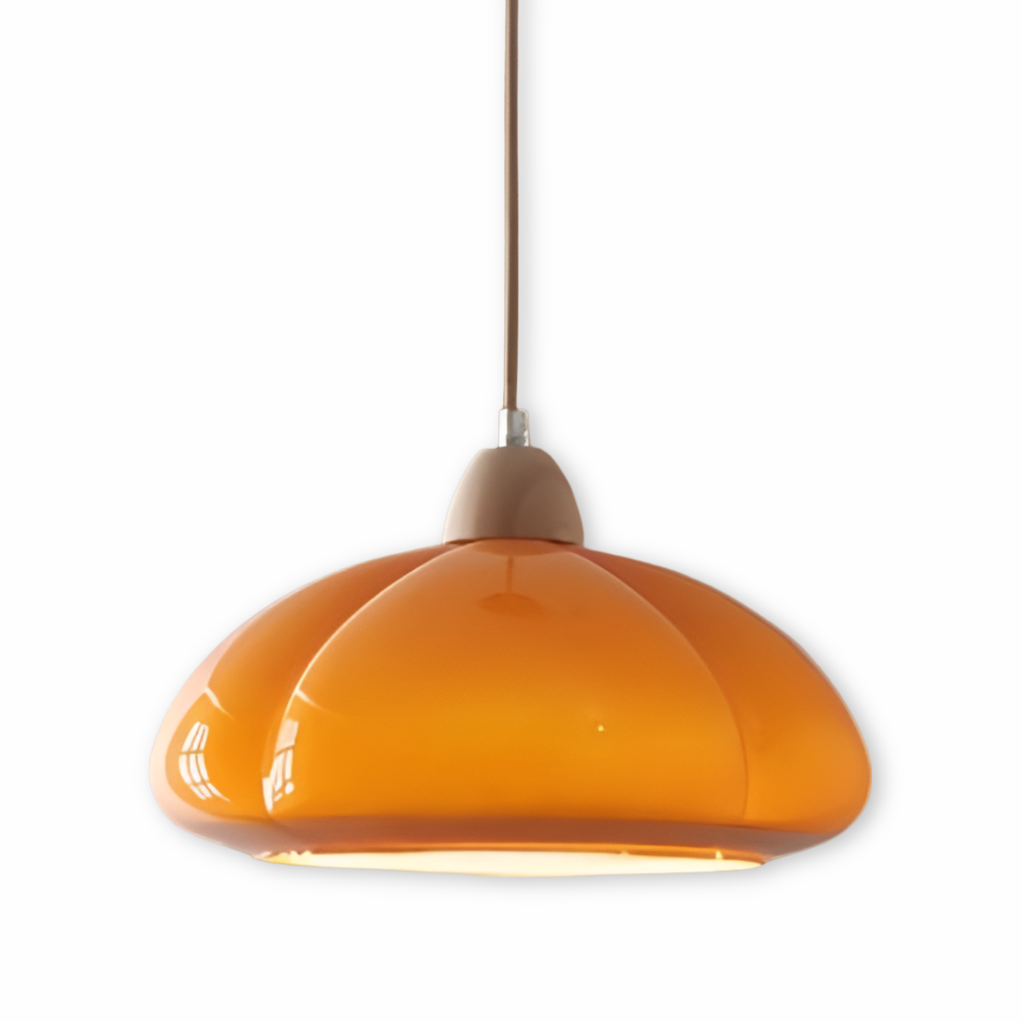 Pendellampe i glas og træ – retro lampe i nordisk design