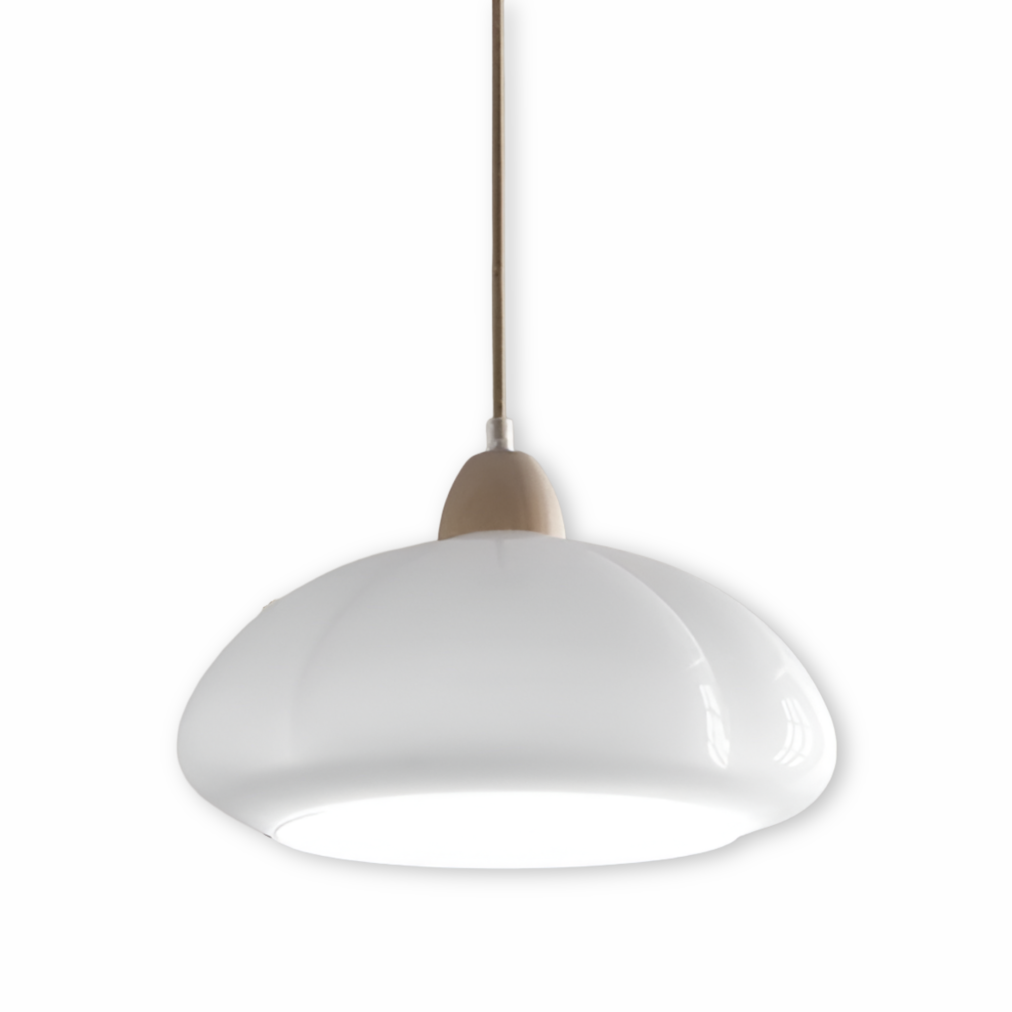Pendellampe i glas og træ – retro lampe i nordisk design