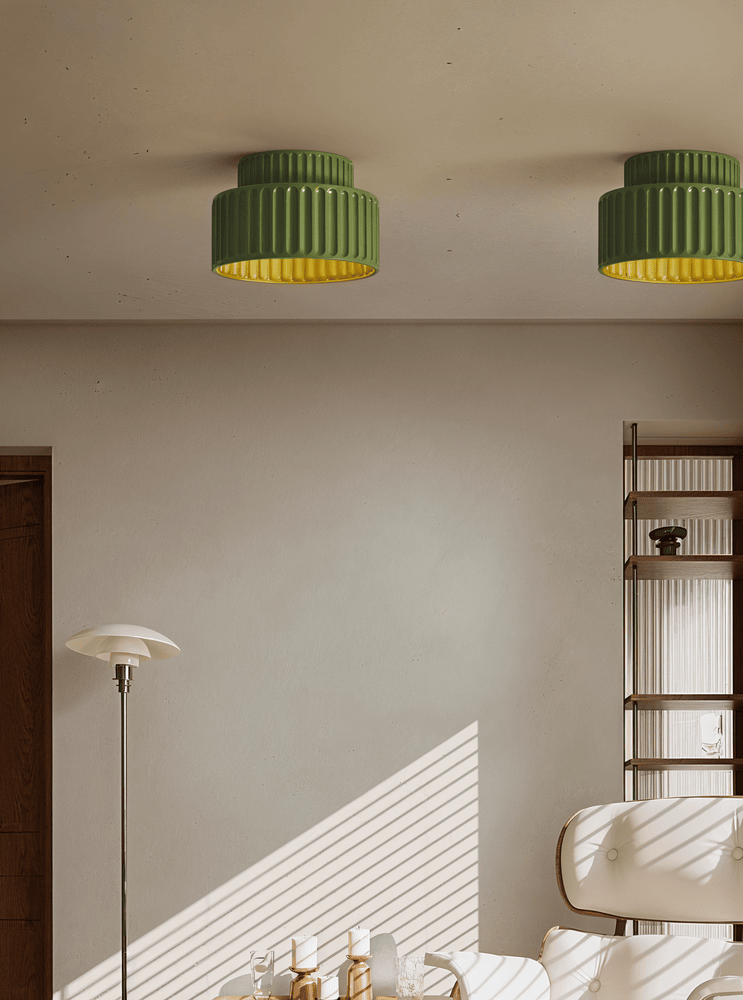 Ribello – Hvid Loftlampe i Resin med Riflet Design