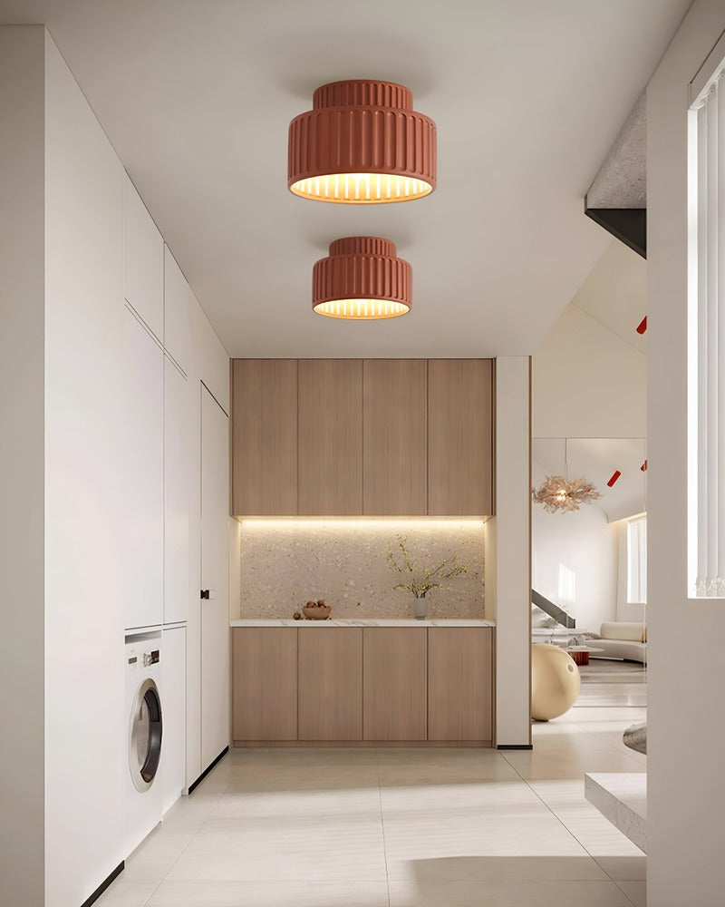 Ribello – Hvid Loftlampe i Resin med Riflet Design
