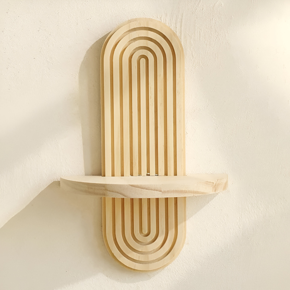 FormaEdge Hylde – Moderne Geometrisk Væghylde i Træ (35 cm)