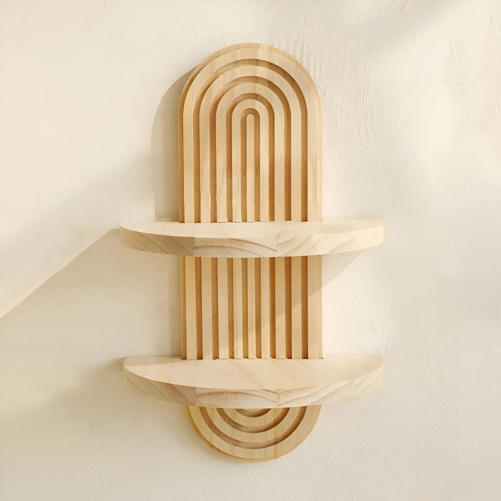 FormaEdge Hylde – Moderne Geometrisk Væghylde i Træ (35 cm)