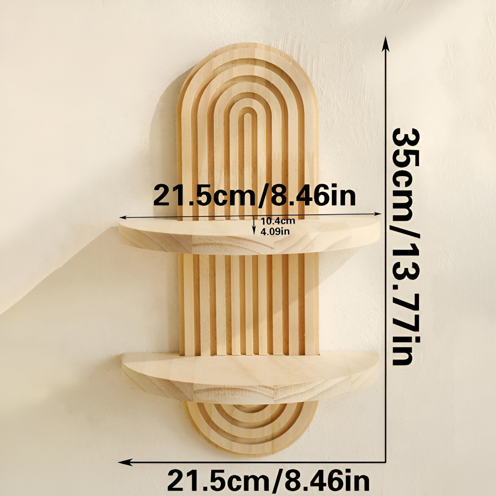FormaEdge Hylde – Moderne Geometrisk Væghylde i Træ (35 cm)