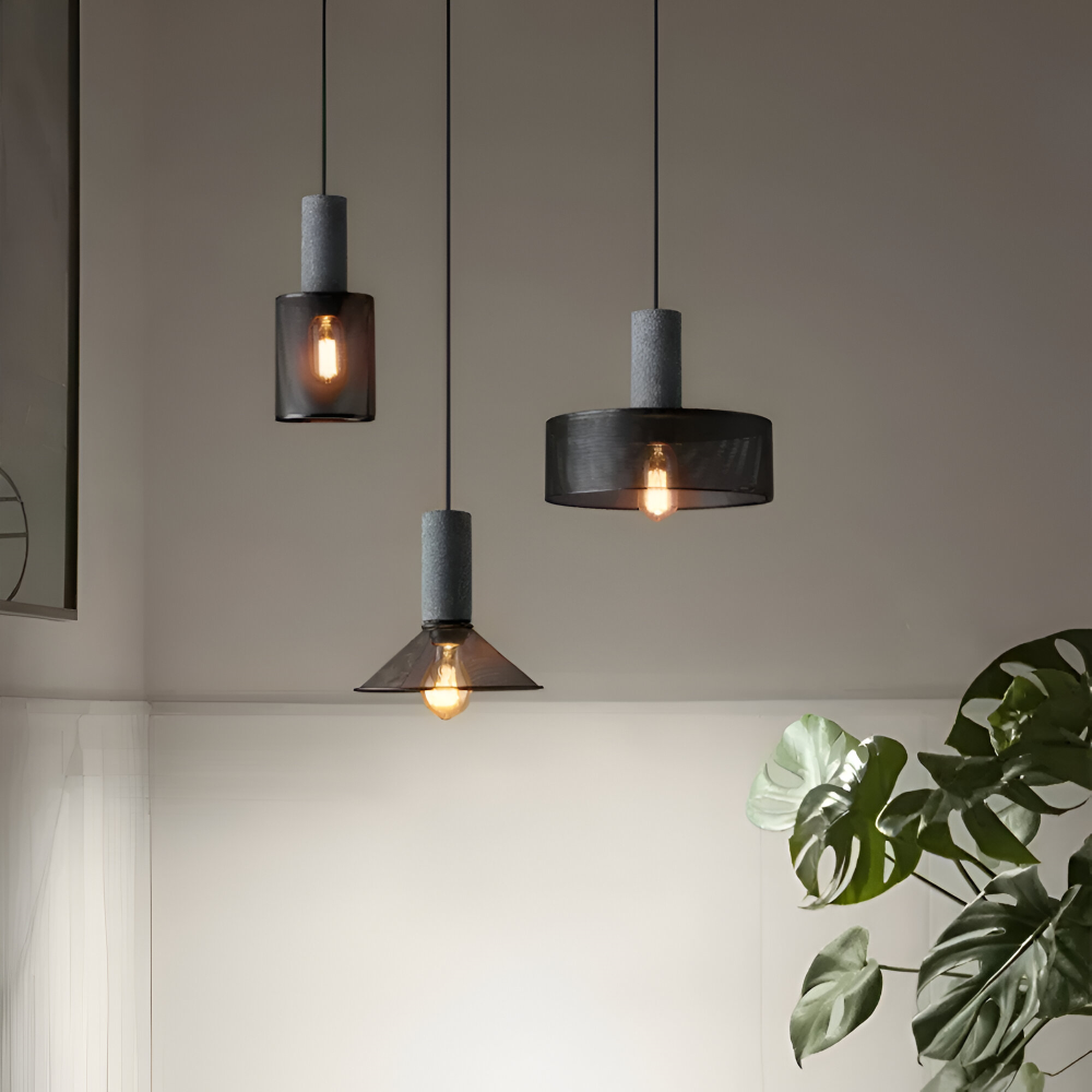StoneLume Pendel – Rustik Industriel Pendellampe i Sten og Aluminium