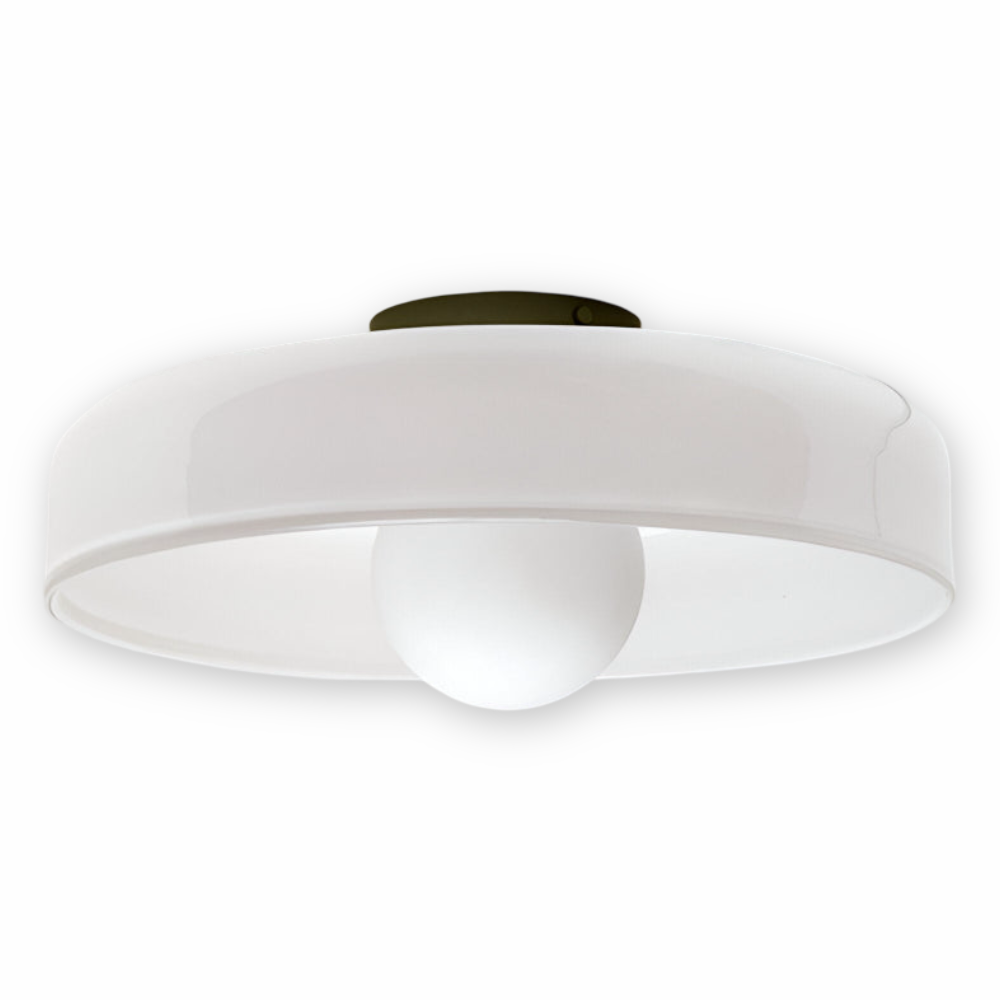 Lunaro – Rund Loftlampe i Glas og Sten med Moderne LED-Belysning