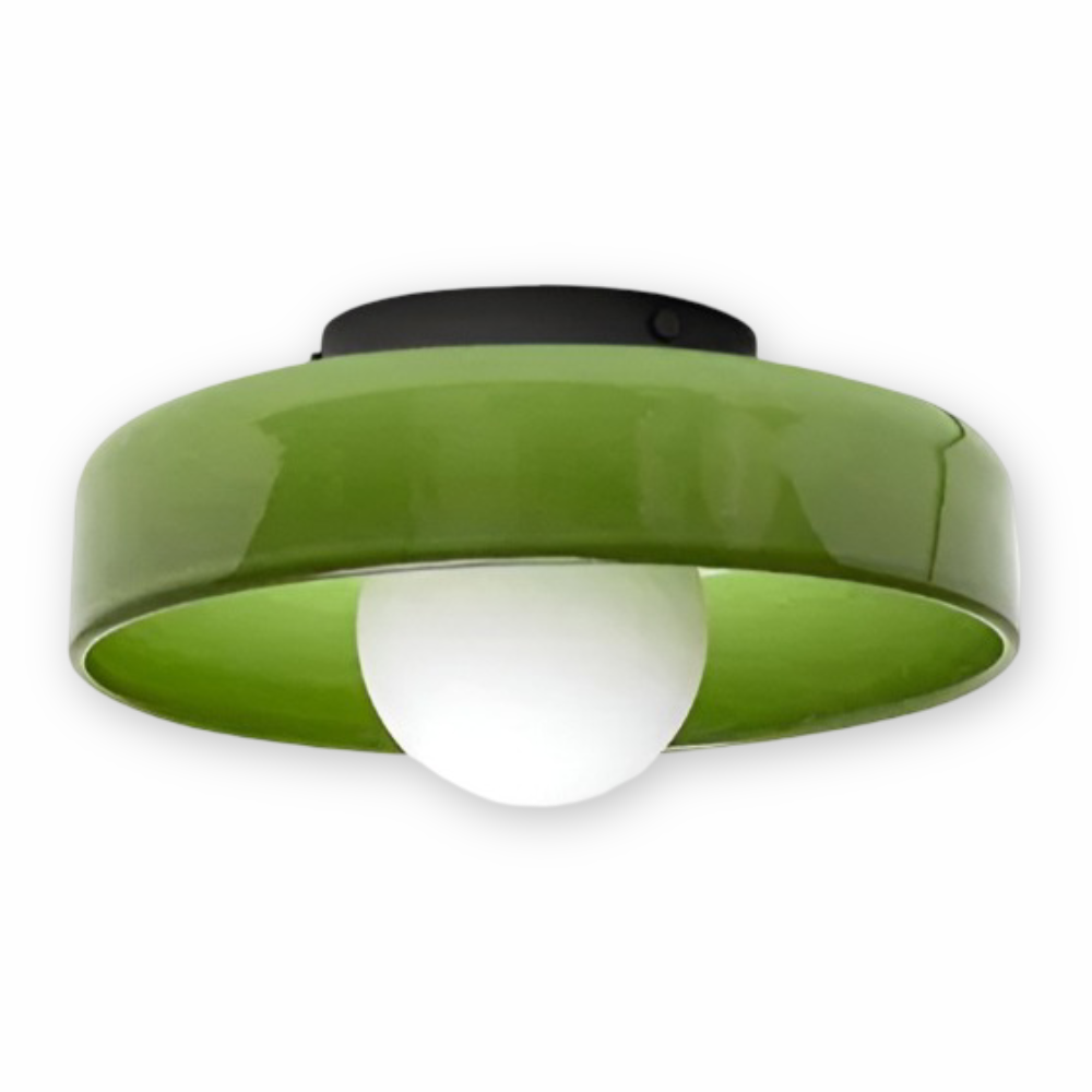Lunaro – Rund Loftlampe i Glas og Sten med Moderne LED-Belysning