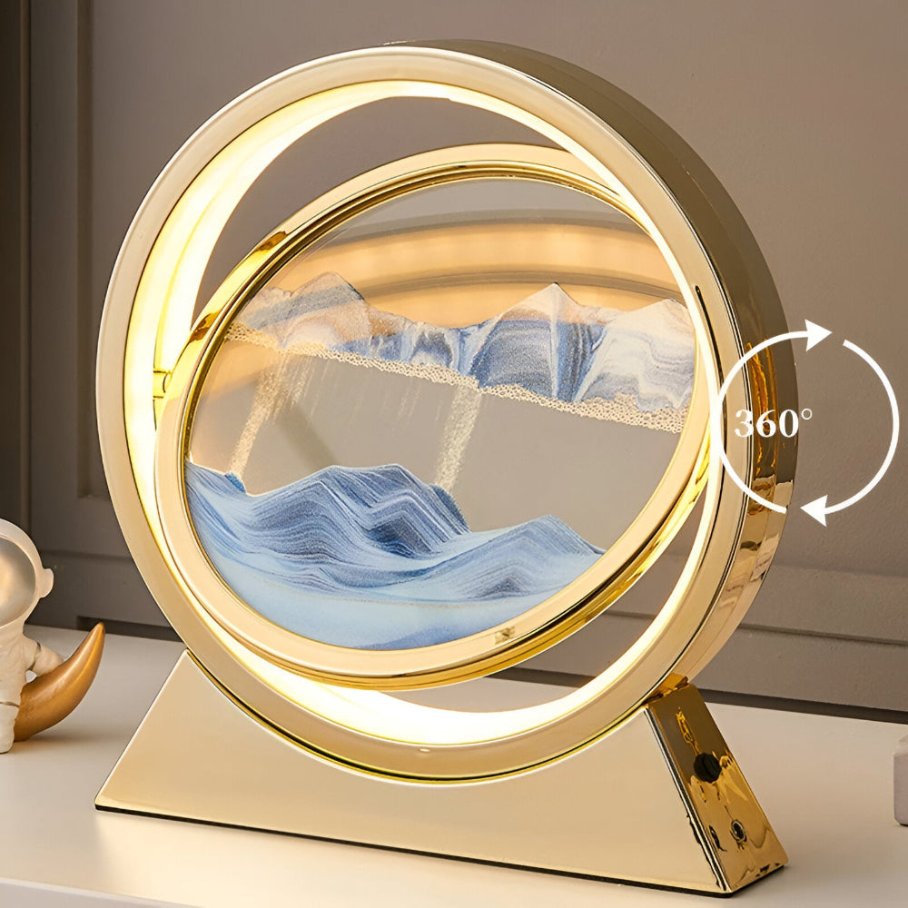 ZenCascade – Roterande Sandlampa med LED och USB-laddning