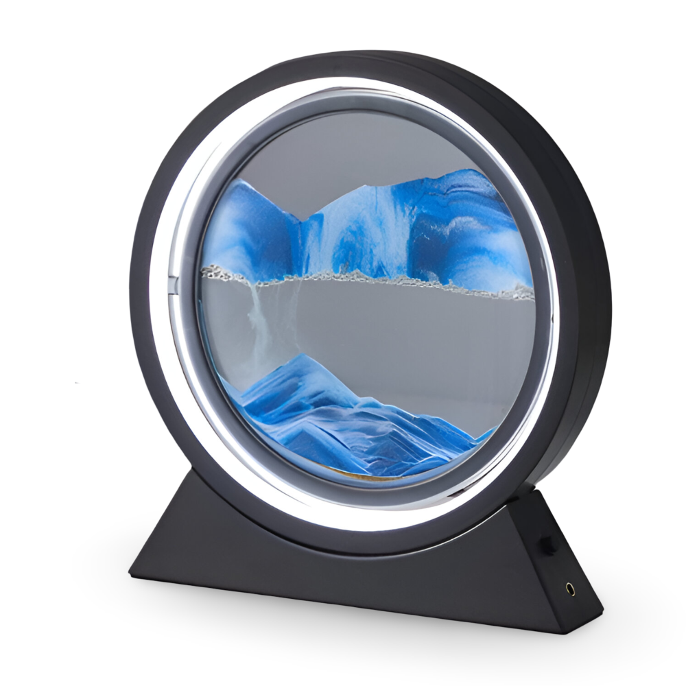 ZenCascade – Roterande Sandlampa med LED och USB-laddning