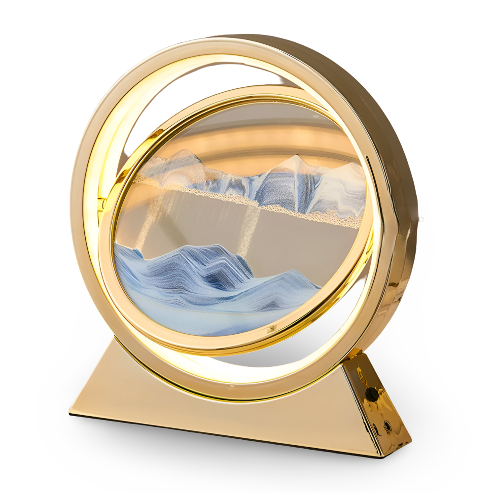 ZenCascade – Roterande Sandlampa med LED och USB-laddning