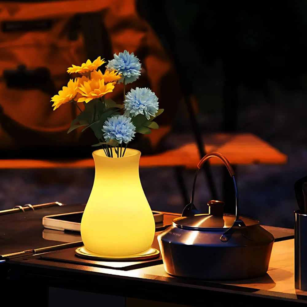 Lysende vase med LED – genopladelig vase med fjernbetjening og 16 farver