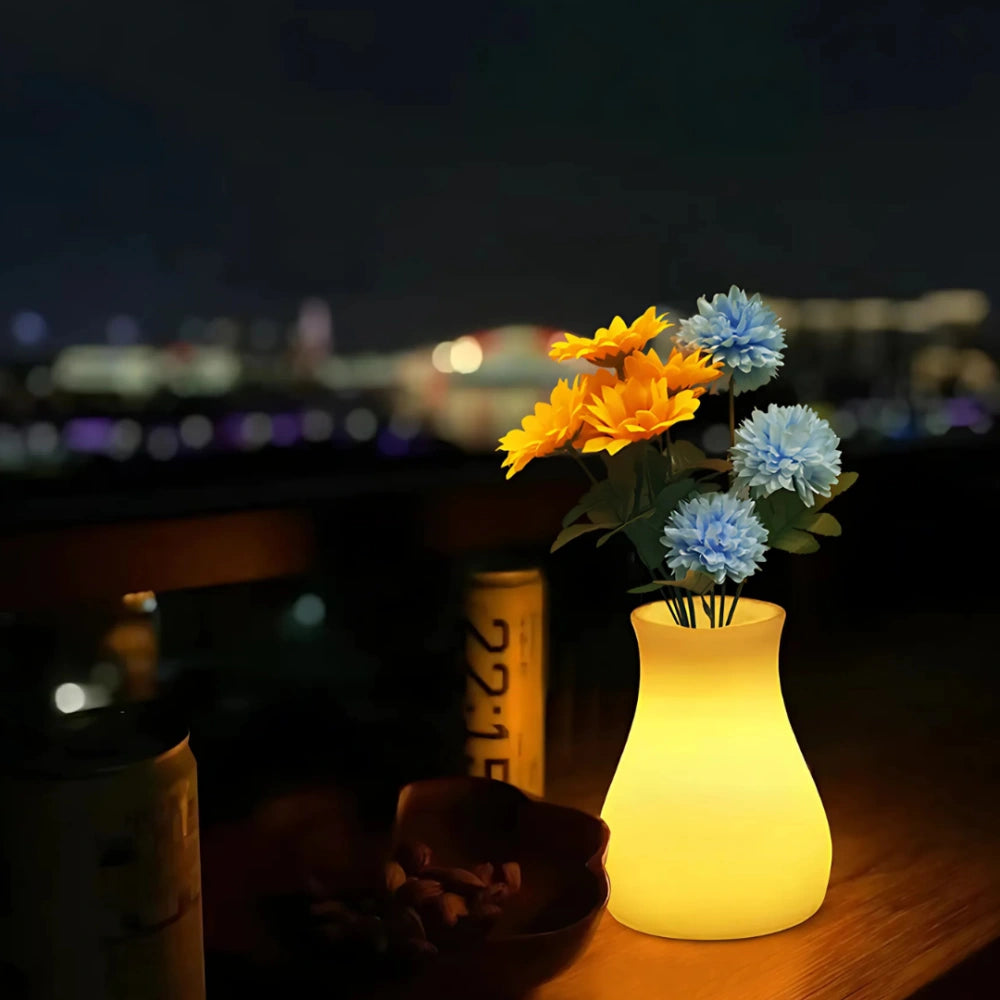 Lysende vase med LED – genopladelig vase med fjernbetjening og 16 farver
