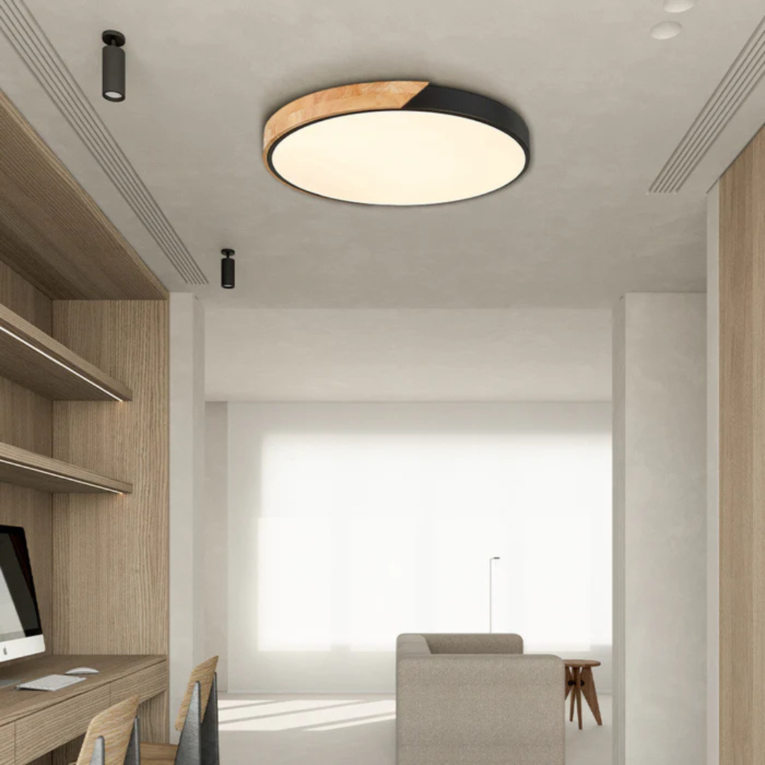Skandinavisk LED-loftlampe i træ