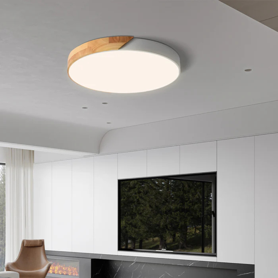 Skandinavisk LED-loftlampe i træ