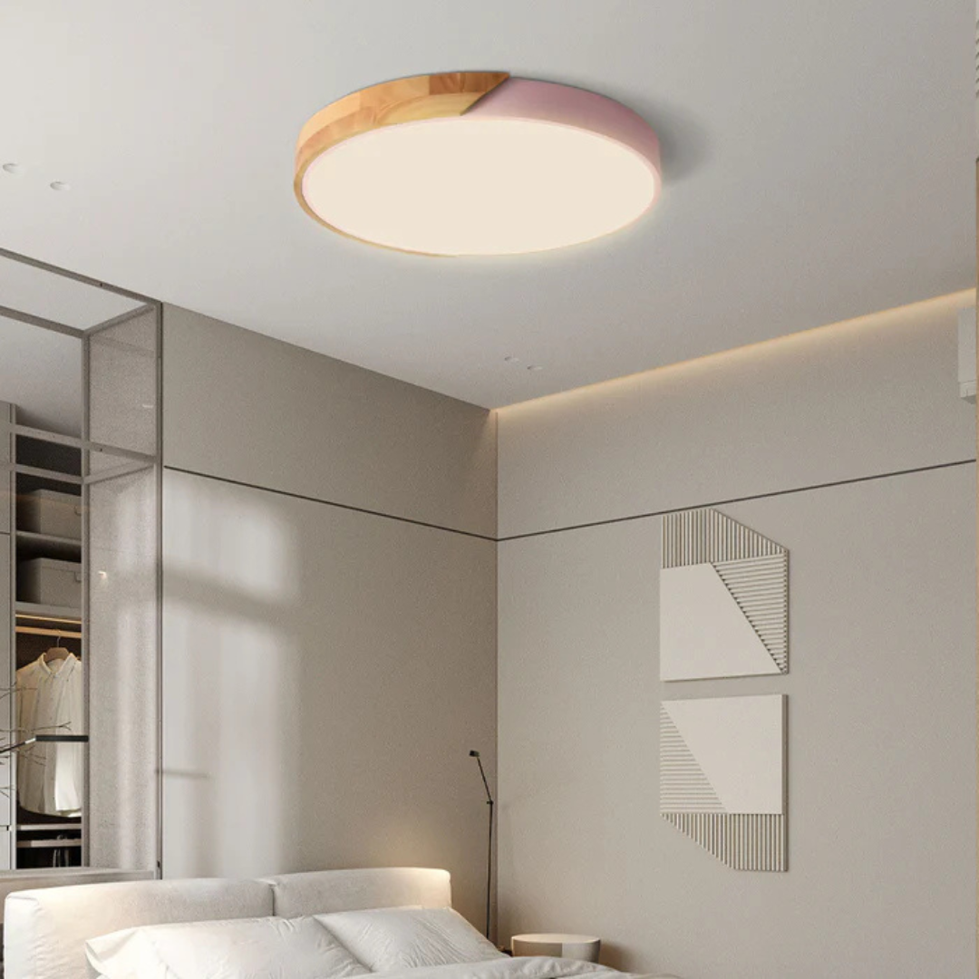 Skandinavisk LED-loftlampe i træ