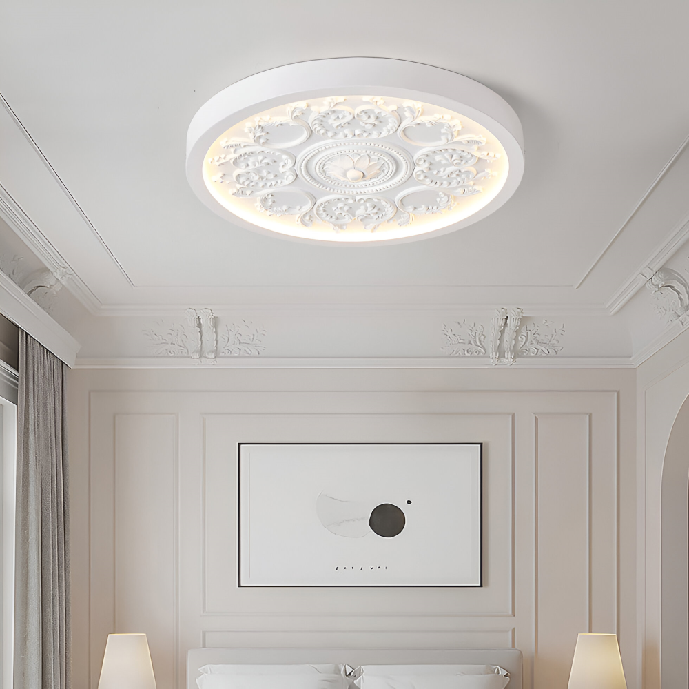 Udskåret LED loftlampe i resin – dæmpbar moderne plafondlampe