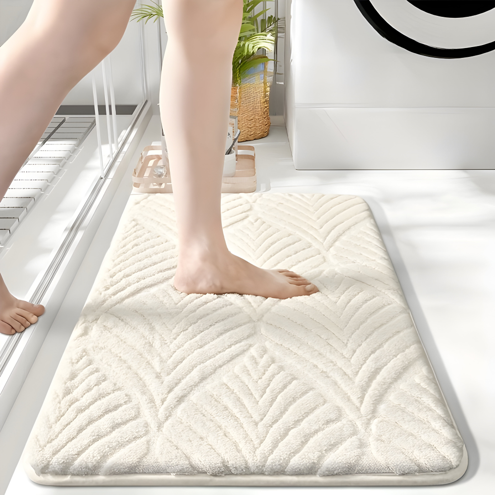 Bademåtte i mikrofiber med geometrisk mønster – blød og skridsikker