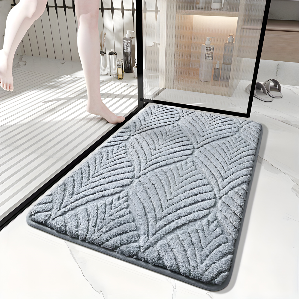Bademåtte i mikrofiber med geometrisk mønster – blød og skridsikker