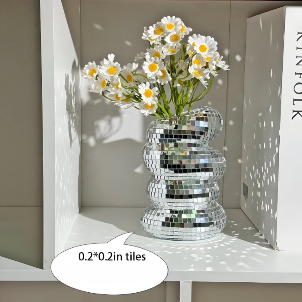 Disco vase med spejl design – glitrende dekorativ blomstervase