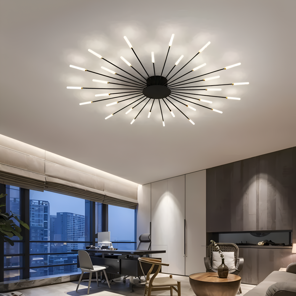 LED loftlampe i spiraldesign – luksuriøs fyrværkeri-inspireret belysning