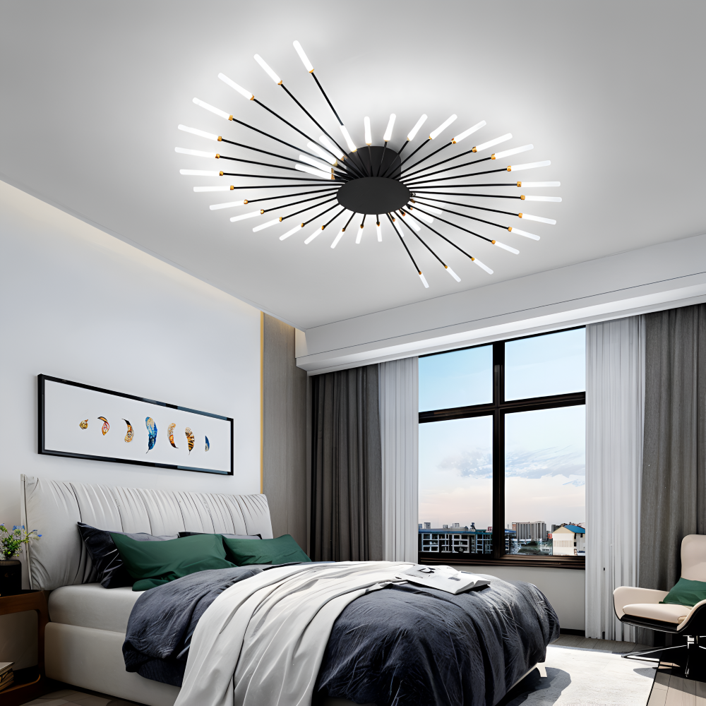 LED loftlampe i spiraldesign – luksuriøs fyrværkeri-inspireret belysning