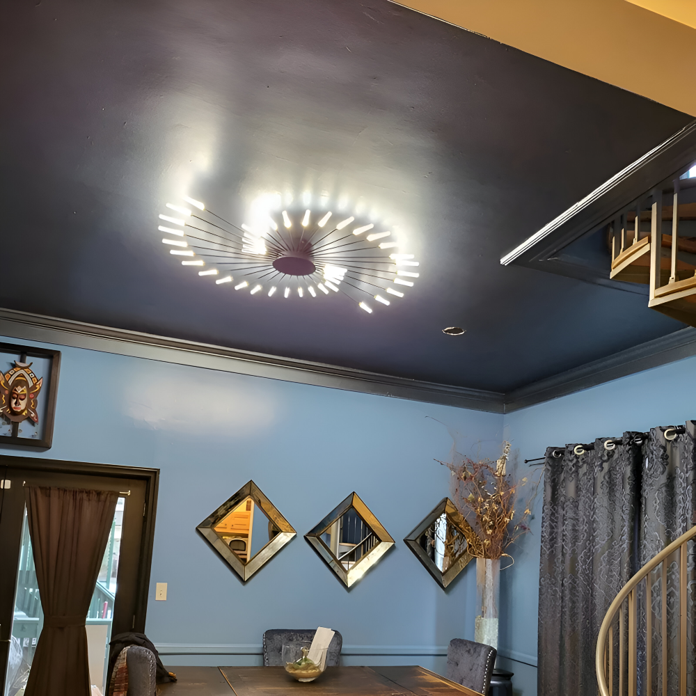 LED loftlampe i spiraldesign – luksuriøs fyrværkeri-inspireret belysning
