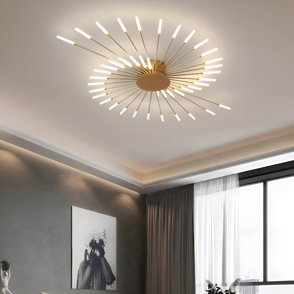 LED loftlampe i spiraldesign – luksuriøs fyrværkeri-inspireret belysning