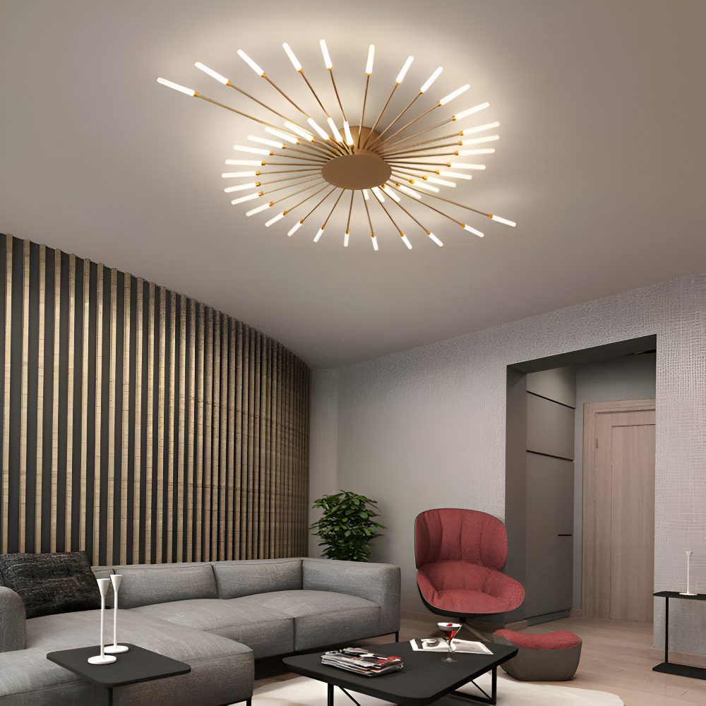 LED loftlampe i spiraldesign – luksuriøs fyrværkeri-inspireret belysning