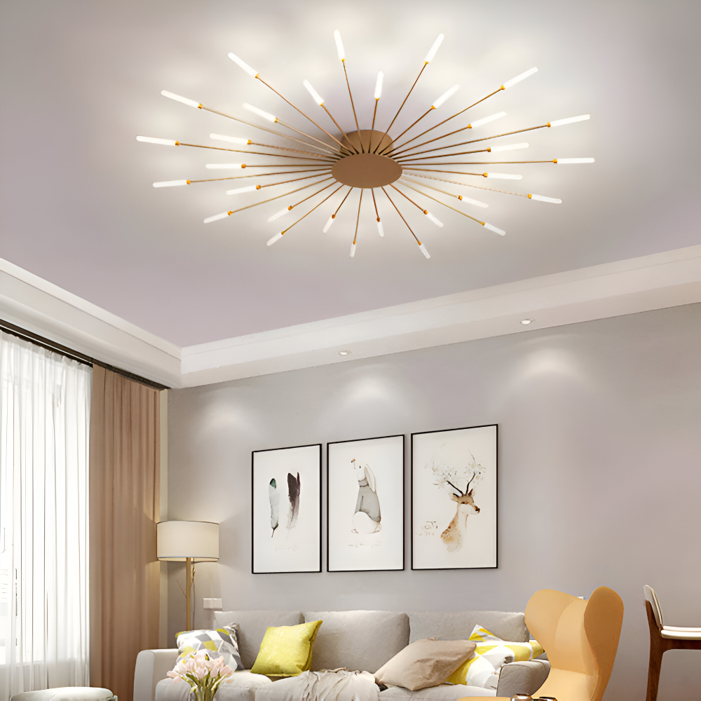 LED loftlampe i spiraldesign – luksuriøs fyrværkeri-inspireret belysning